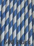 Papierknickhalme 6x200 mm, Streifen Blau, 600 Stück